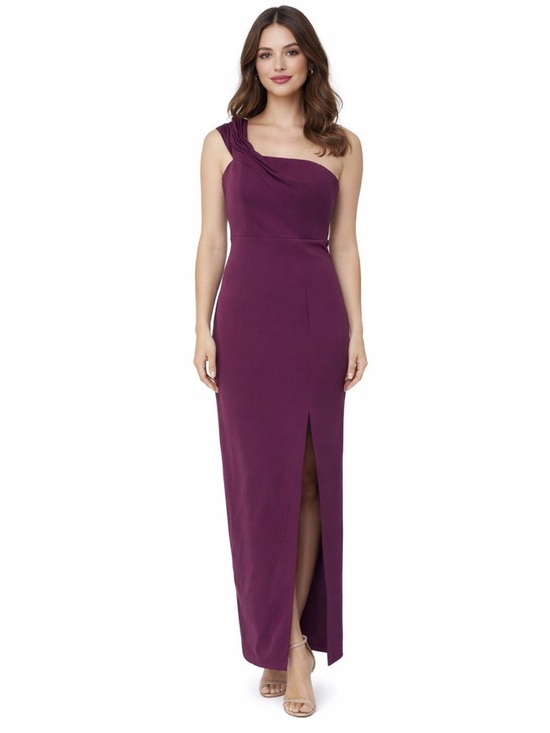 BARIANO Dresses & Skirts - BARIANO Ponte Jersey Knit Sangria One Shoulder Gown Formal Cocktail Maxi Dress